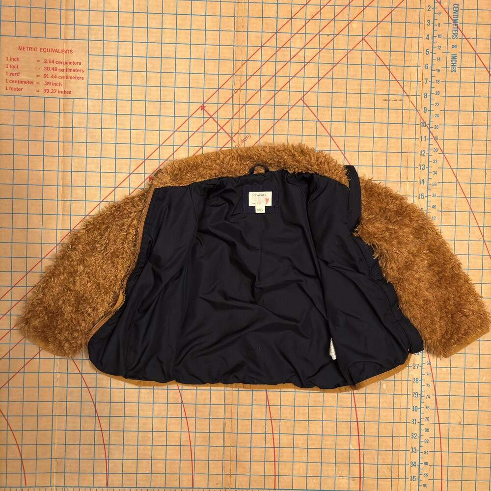 J. Crew Crewcuts kids brown sherpa coat size 4/5 with pockets for fall winter - Picture 3 of 8